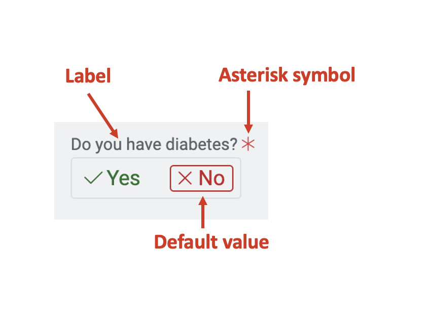 Image showing label and default value for element